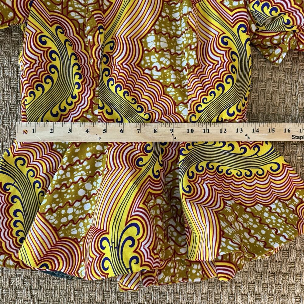 Handmade 100% Cotton Wax Block Print Peplum Top Women’s Size Small - Picture 14 of 16